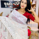 Classic White Jamdani Saree Half Silk Perfection for Graceful Looks