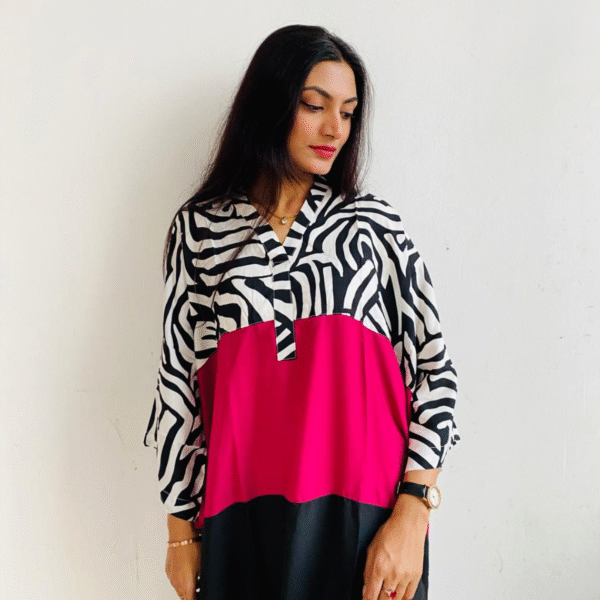 Elegant Pink Zebra Print Cape Dress Free Size, Bold & Stylish