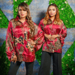 Elegant Red & Leopard Print Kimono Free Size, Stylish & Comfortable