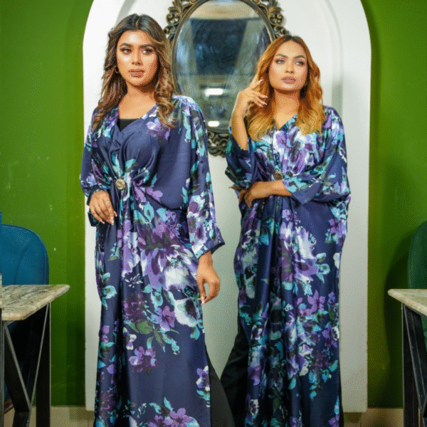 Gorgeous Navy Blue Gown with Elegant Stone Patches Free Size | Length 50"+ | Fits Body Sizes 34 to 50+