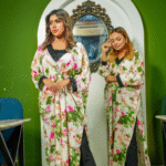 Gorgeous Soft Mint Gown with Stone Patches Free Size | Length 50"+ | Fits Body Sizes 34 to 50+