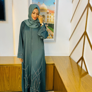 Graceful Green Abaya with Elegant Embellishments | Size 54