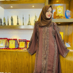 Rich Brown Abaya with Golden Geometric Embroidery Size 54 | Premium Modest Fashion