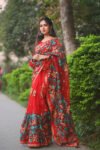 Authentic Muslin Handicraft Saree for Elegant Occasions