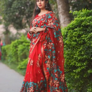 Authentic Muslin Handicraft Saree for Elegant Occasions