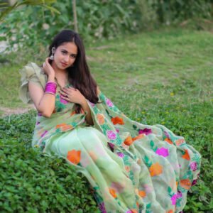 Pure Muslin Saree with Handicraft Detailing Premium Collection
